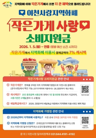 이천시, 지역화폐 가맹점 확대하고 작은가게 지원 나선다
